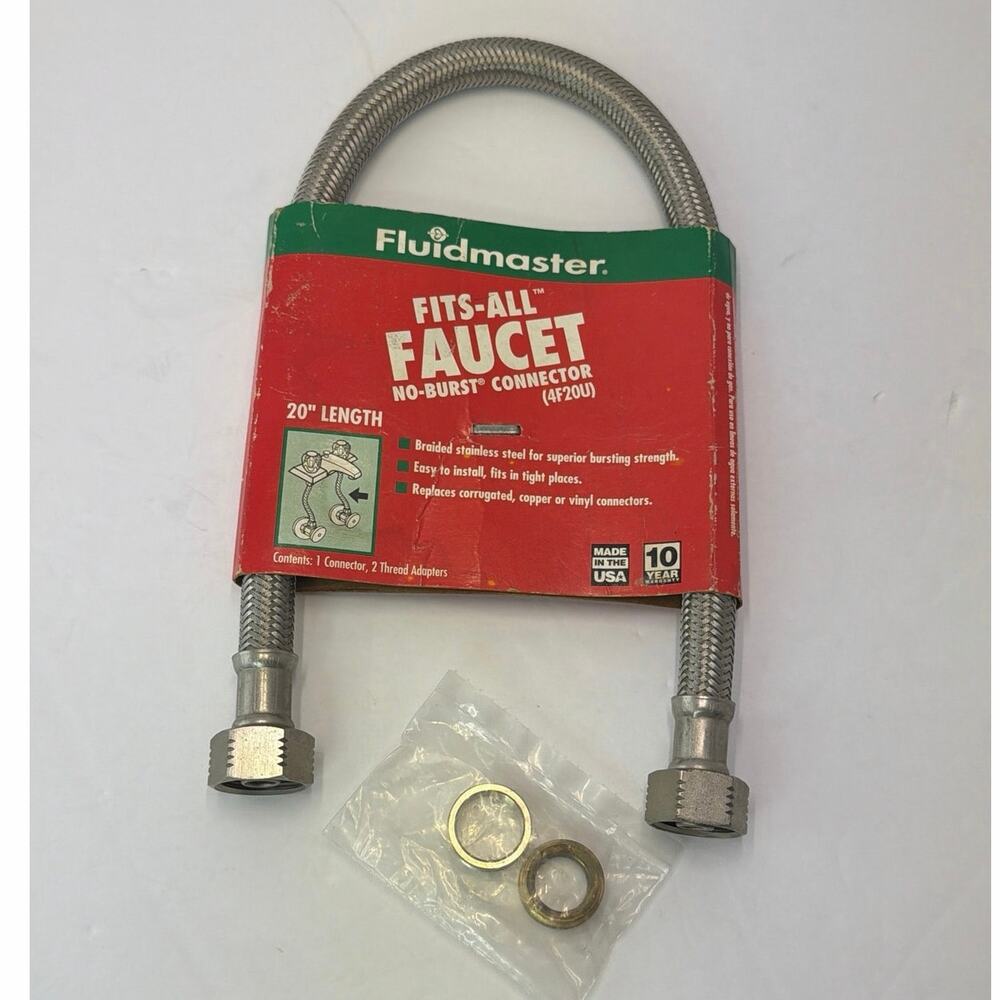 Fluidmaster 4F20U Fits-All 20" Faucet No-Burst Braided Stainless Connector